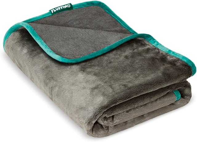 FLUFFINO® Koc dla psa, dwustronny, wysokiej jakości, puszysty, miękki i wytrzymały wierzch (150 x 100 cm, nadaje się do prania w temperaturze 40°C, szary) koc do przytulania dla dużych i małych psów koc na