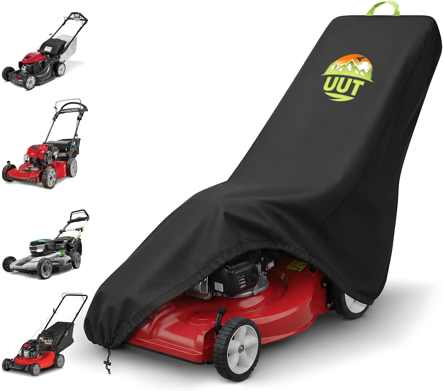 UUT Lawn Mower Cover, Push Mower Cover Waterproof Heavy Duty 420D, Walk Behind Lawn Mower Cover for Outdoor Use, Fits Toro, Honda, EGO, Craftsman etc. (Black, 75 "L×25"W×39"H)