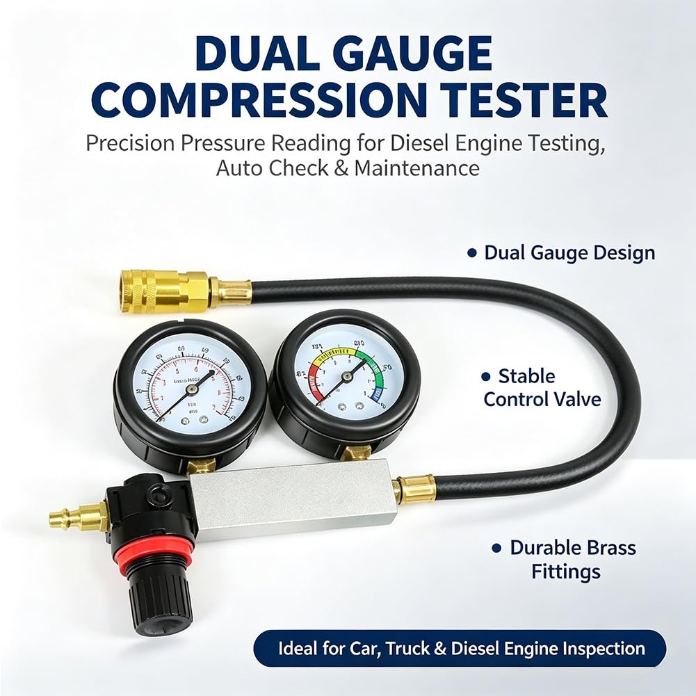 Tester di Compressione 10pcs, Manometri Compressione per Motori Benzina | Olio Tester per Compressione, per Test di Pressione e Perdite