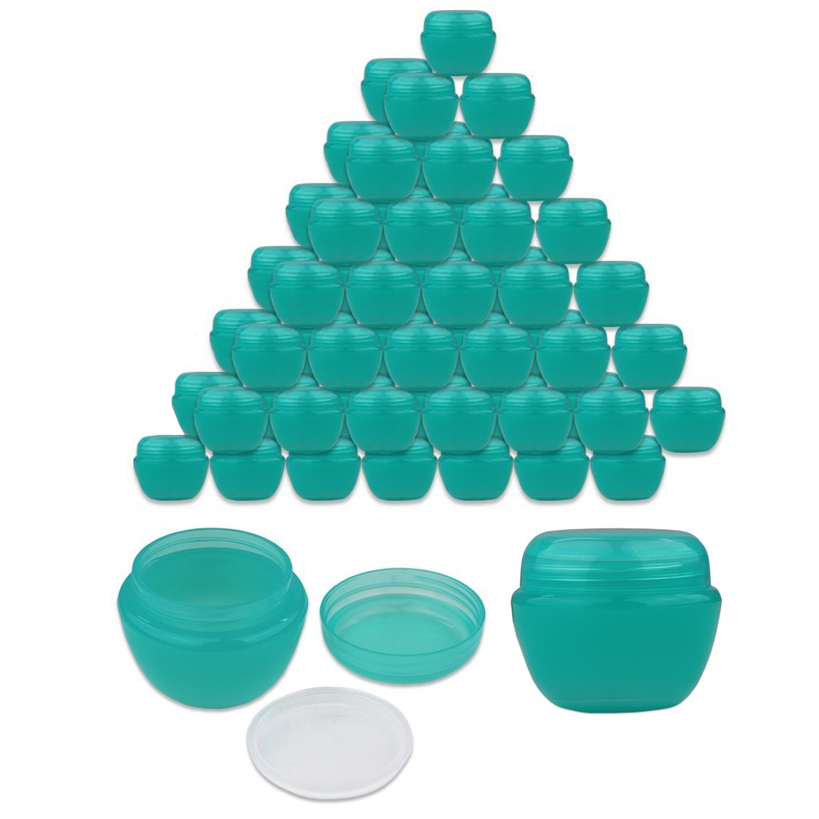 Beauticom® 72 Pieces 50G/50ML TEAL Color Frosted Container Jars with Inner Liner for Small Jewelry, Beads, Charms, Rhinestones, Nail Accessories