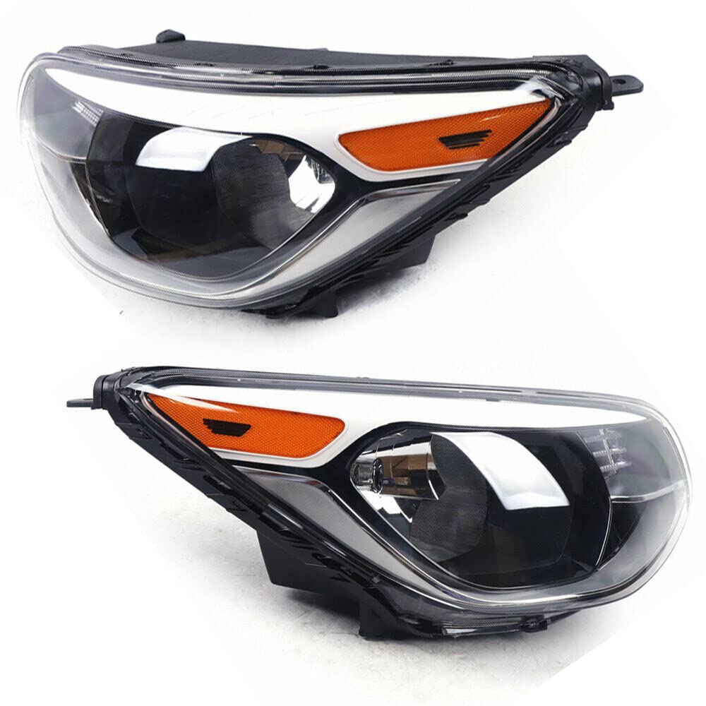 CHUNILLE Automotive Lights Replacement For Kia Soul 2014 2015 2016 2017 2018 2019 Pair Left&Right Headlamp Assembly Halogen Chrome Black (Left and Right)