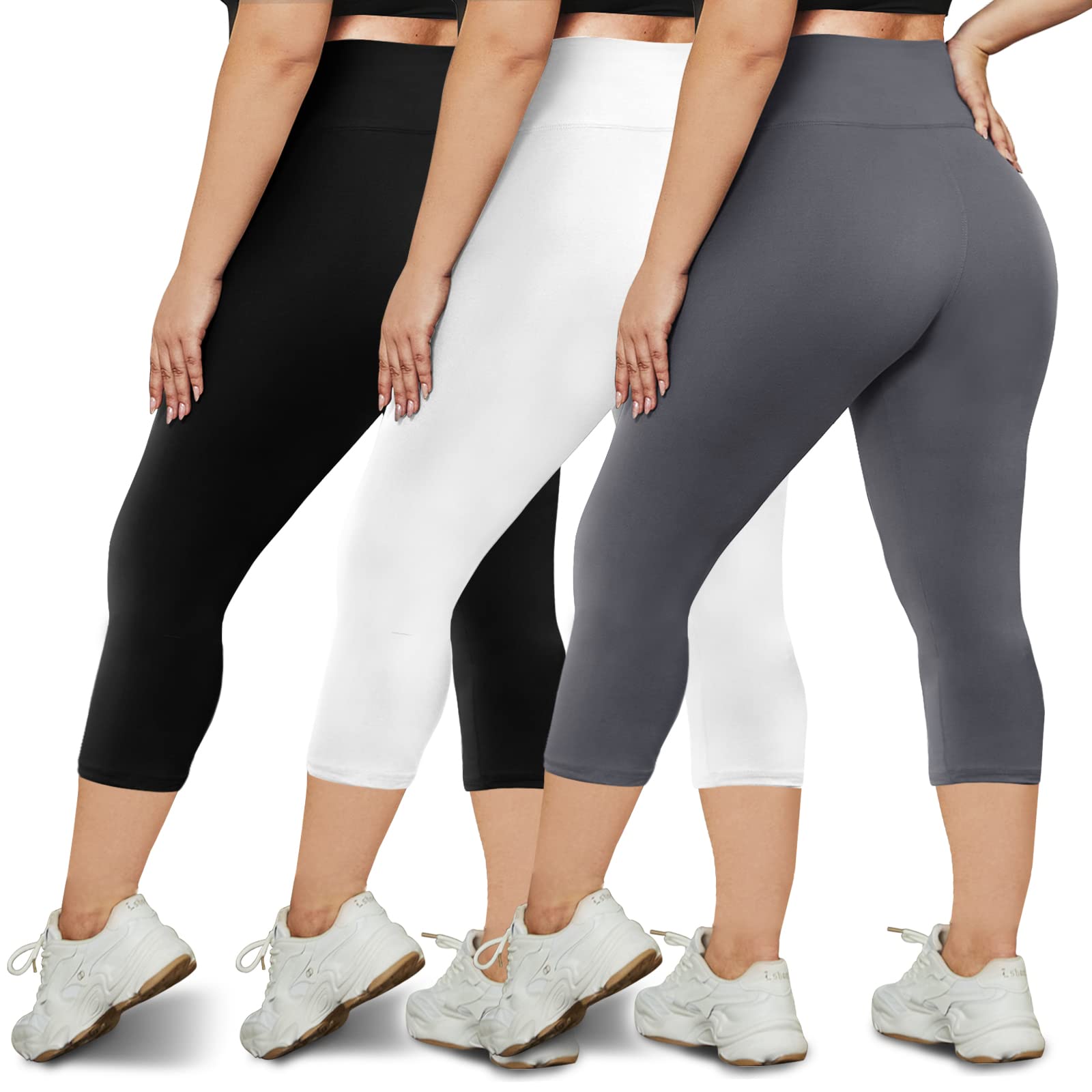 HLTPRO3 Pack Plus Size Leggings for Women(X-Large - 4X)- High Waist Stretchy Buttery Soft Pants for Workout Running Yoga