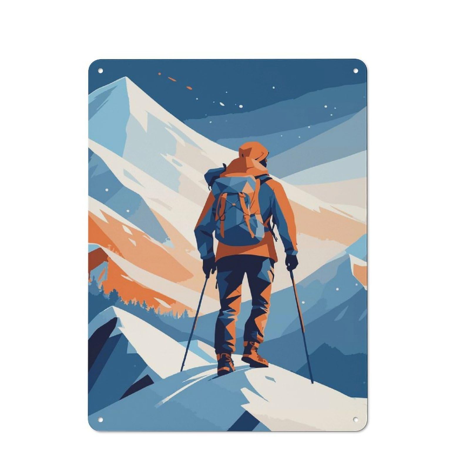 Junmoney Style-19 Mountain Climber Vector Illustration Vintage Metal Sign 40X30cm For Lounge Or Reading Corner, For A Room Refresh Centred On Metal Wall Decor