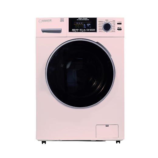 Equator All-in-One Washer Dryer VENTLESS/VENTED PET cycle 1.62cf/15lbs+Portability Kit in White (Pink)