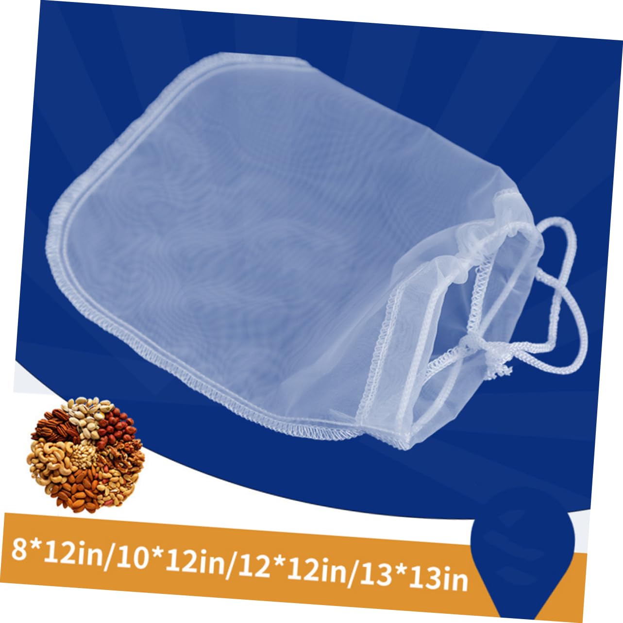 PRETYZOOM Reusable Nylon Filter Pouch Strainer Bag for Soy Milk Easy Open/close 33x33cm