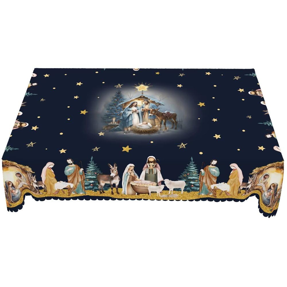 Nappe de Noël Nuit de Sainteté grand rectangle haut de gamme