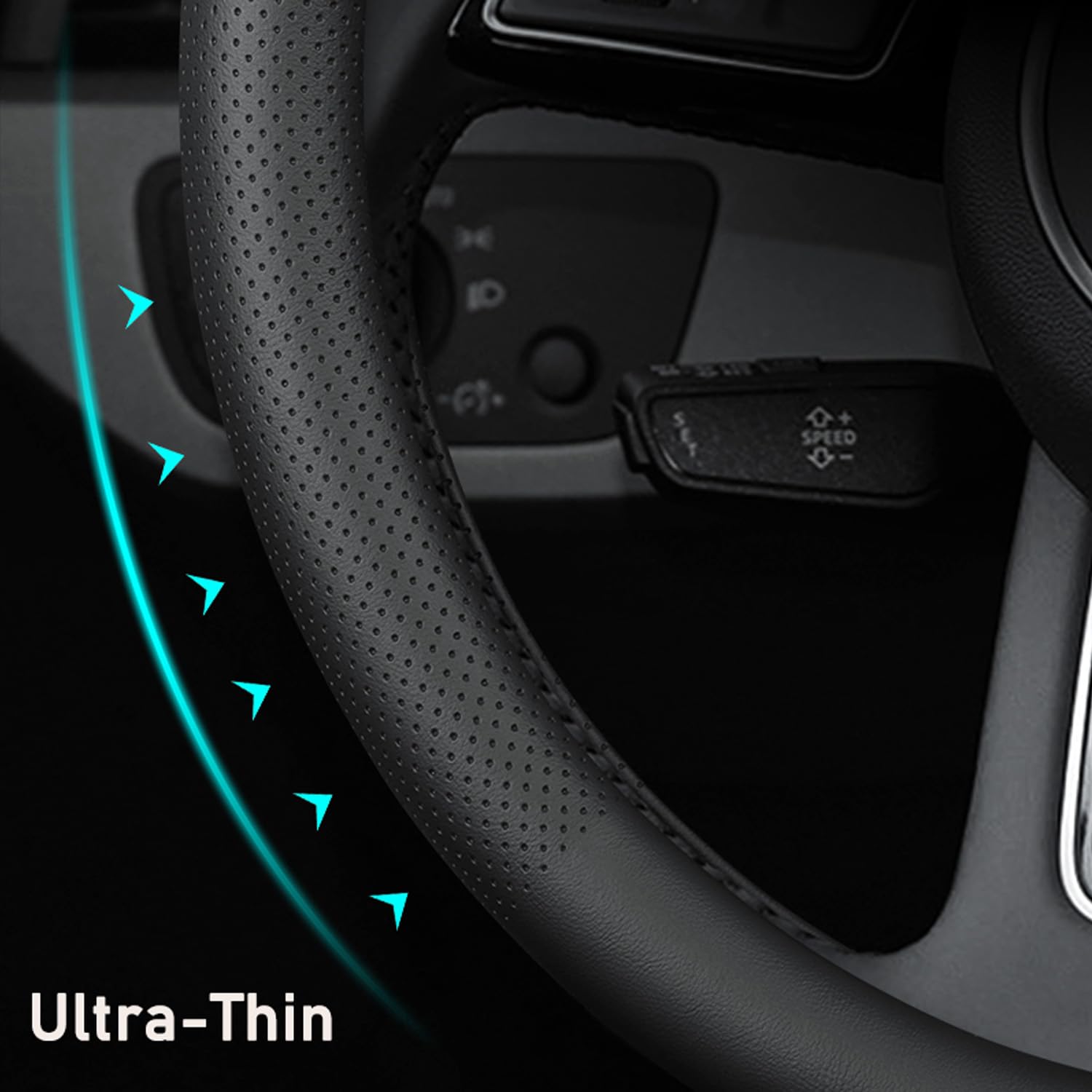 XHRING Funda para Volante de Coche en Forma de D para Mercedes Benz C300 GLC 300 GLC300 A/B/E/S/GLA/GLB/GLC/GLE/GLK/CLA, Accesorios de Volante en Forma de D, Cuero Negro