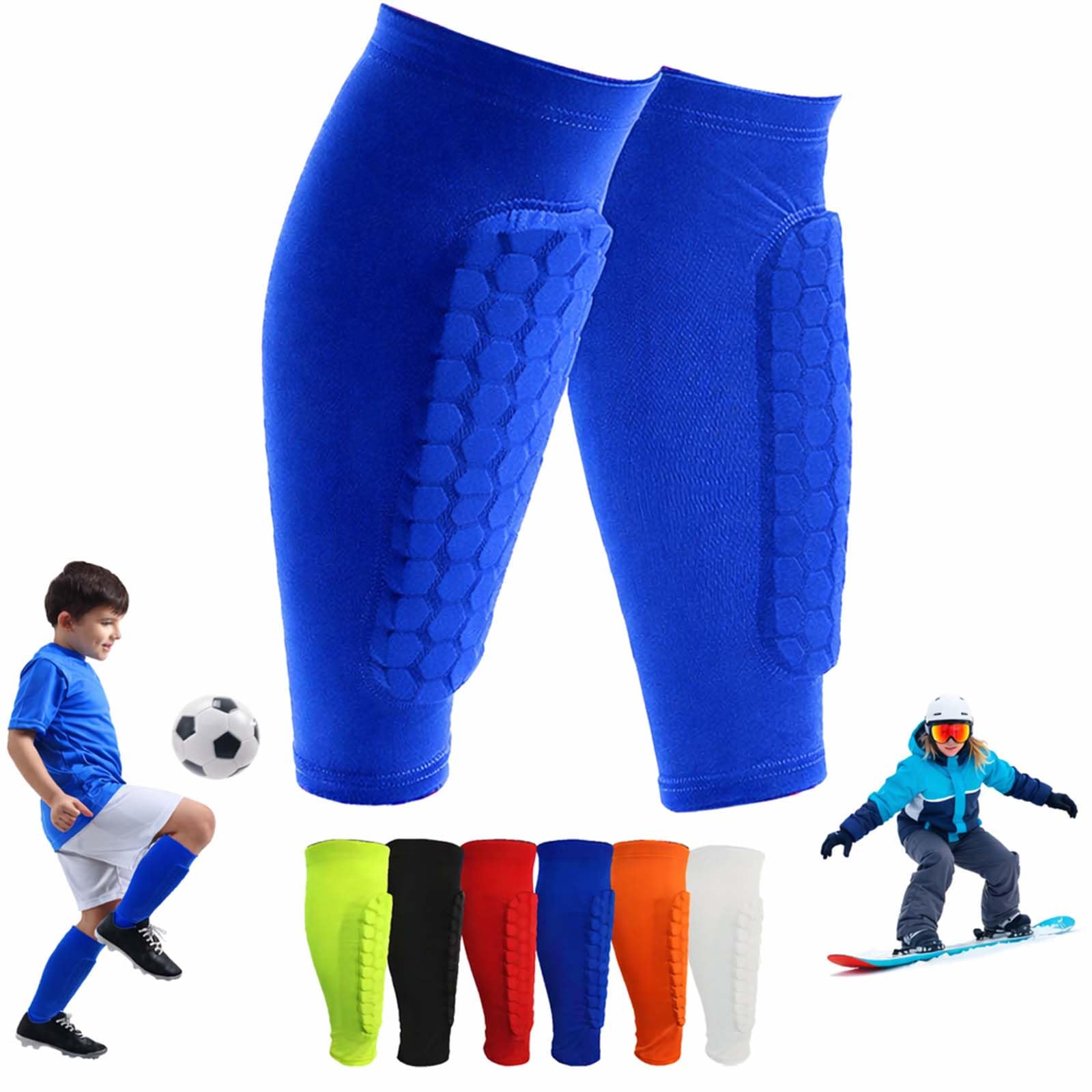 OBVOLO Football Shin Pads for Kids, Youth & Adults Padded Football Shin Guards with Calf Compression Lightweight Protective Gear for Football, Rugby, Baseball - 1 Pair — image 1