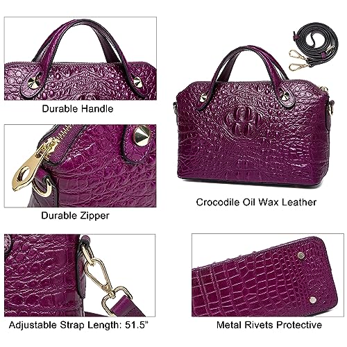 Image of COOLCY Genuine Leather Purses for Women Crocodile Crossbody Small Satchel Bag Designer Shoulder Handbags for Ladies