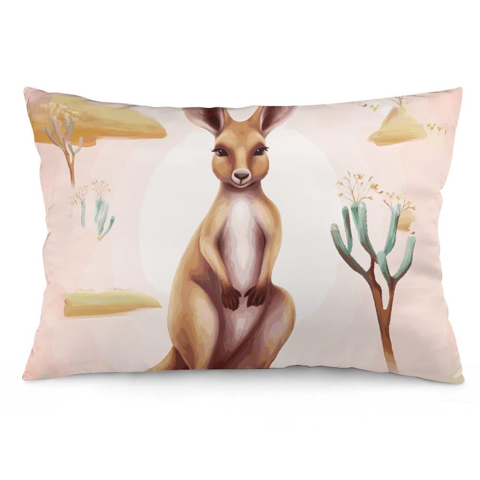 Taie d'oreiller douces et amusantes avec imprimé zoo kangourou plusieurs couleurs