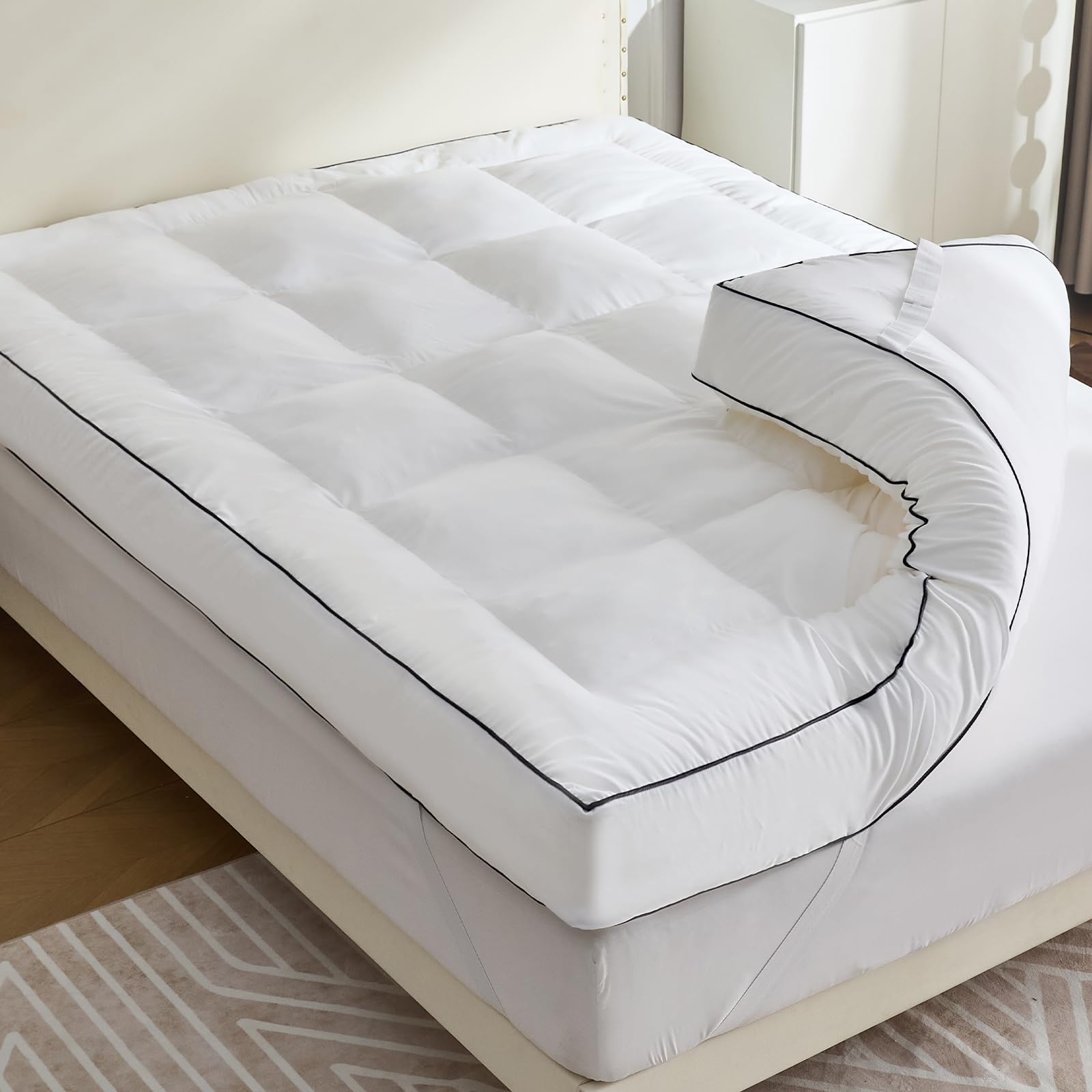 Photo 1 of Aodenge 4 Inch Memory Foam Mattress Topper Full for Back Pain Relief, Extra Soft Pillow Top Mattress Topper, 2000GSM Fluffy Shredded Memory Foam Filled