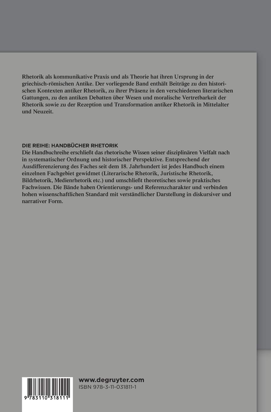 Handbuch Antike Rhetorik (Handbücher Rhetorik, 1, Band 1)