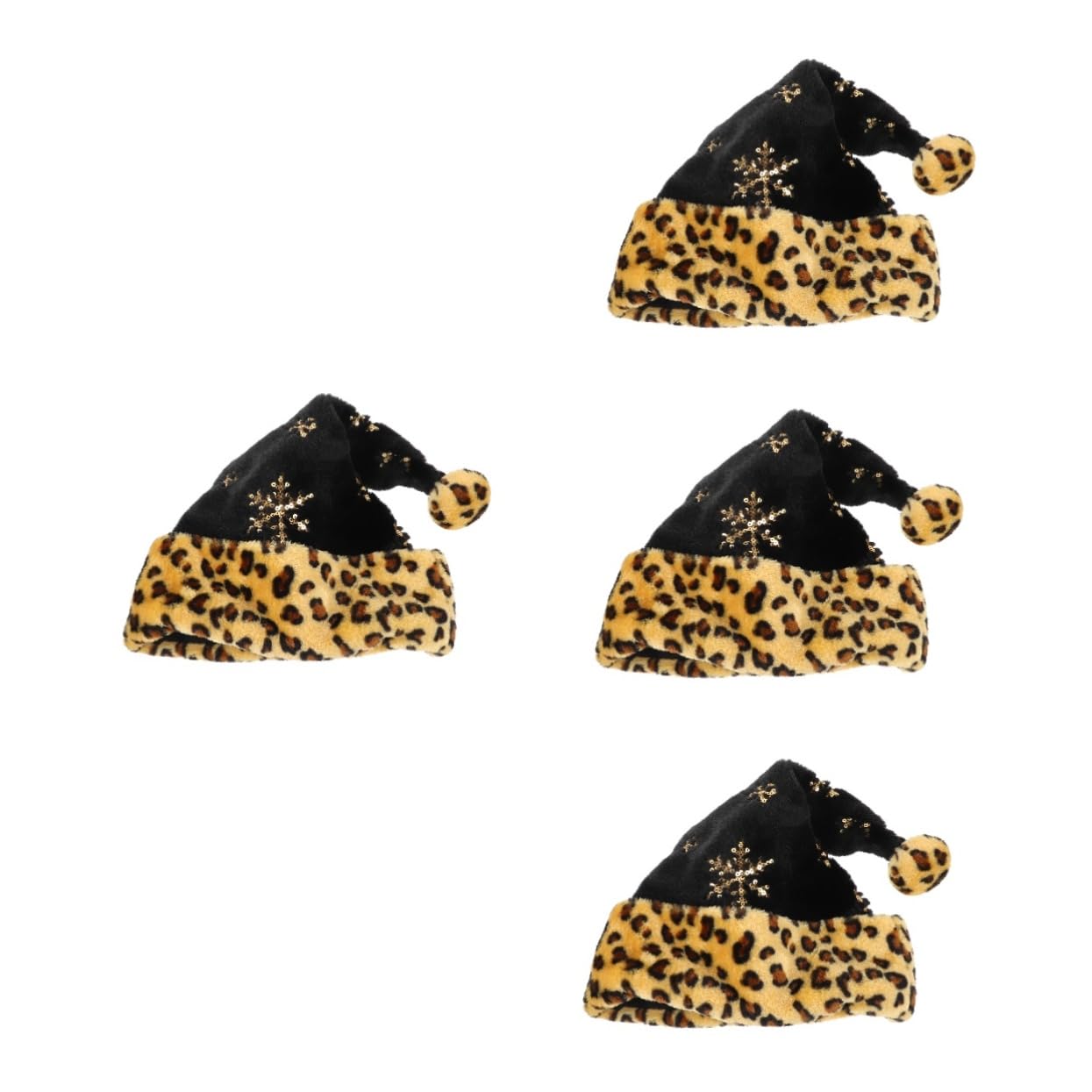 Veemoon 4stücke Leoparden Weihnachtsmütze Für Erwachsene Weiches Plüschmaterial Festliche Nikolausmütze Mit Glitzer Für Weihnachten Und Neujahr Unisex Partyzubehör