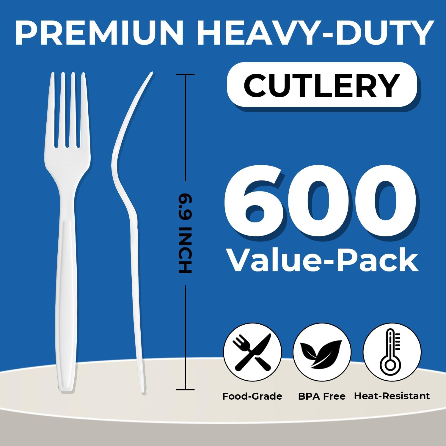 600Pack Disposable Plastic Forks Bulk White Heavy Duty Silverware - Value Pack Cutlery Set For Parties, Restaurant (600FORKS)