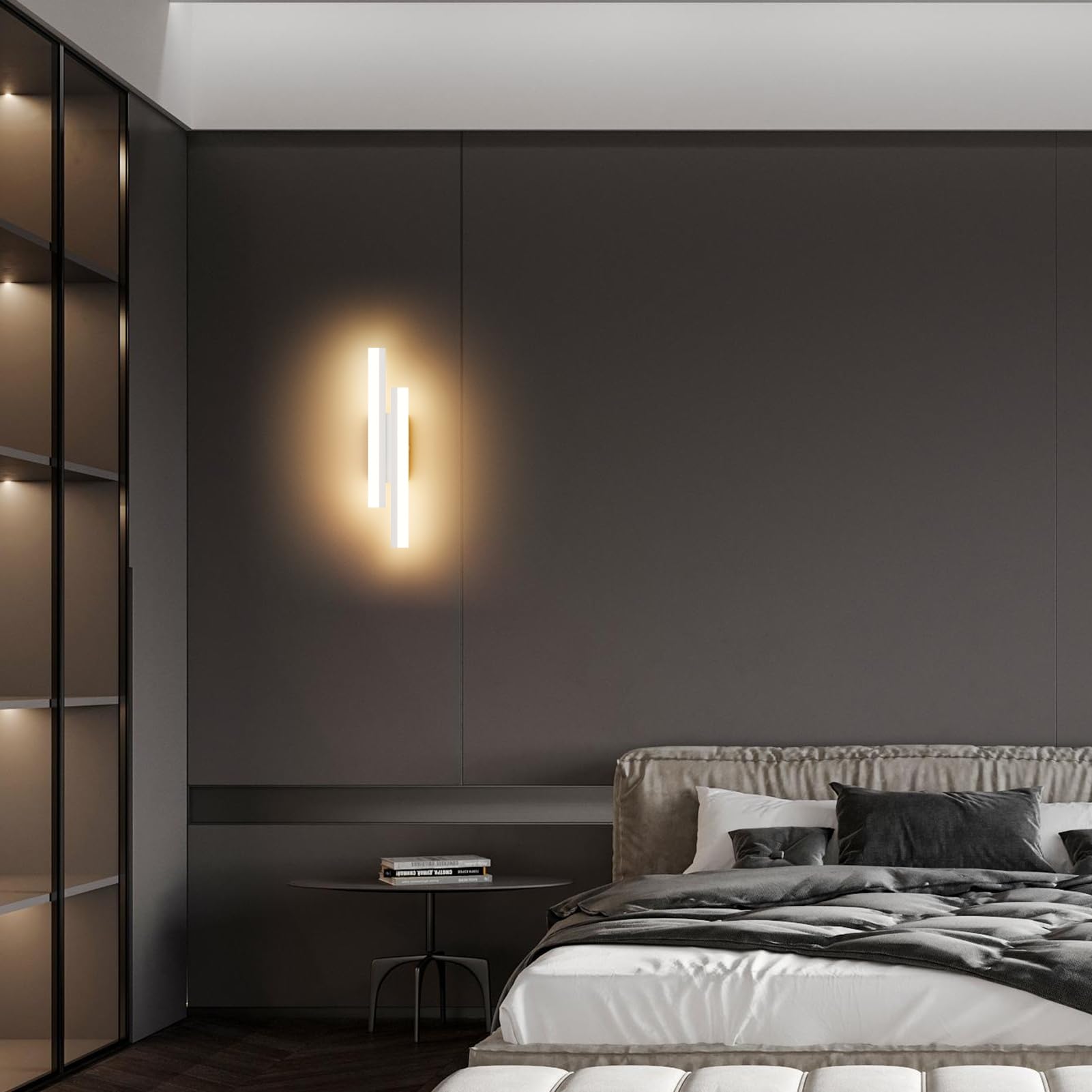 Klighten Applique da Parete LED Interno 40cm, 12W 850LM Lampada da Parete Decorative Mordern, Luci da Parete per Camera da Letto, Soggiorno, Scala, 110-240V, Bianco Caldo 3000K, Bianco