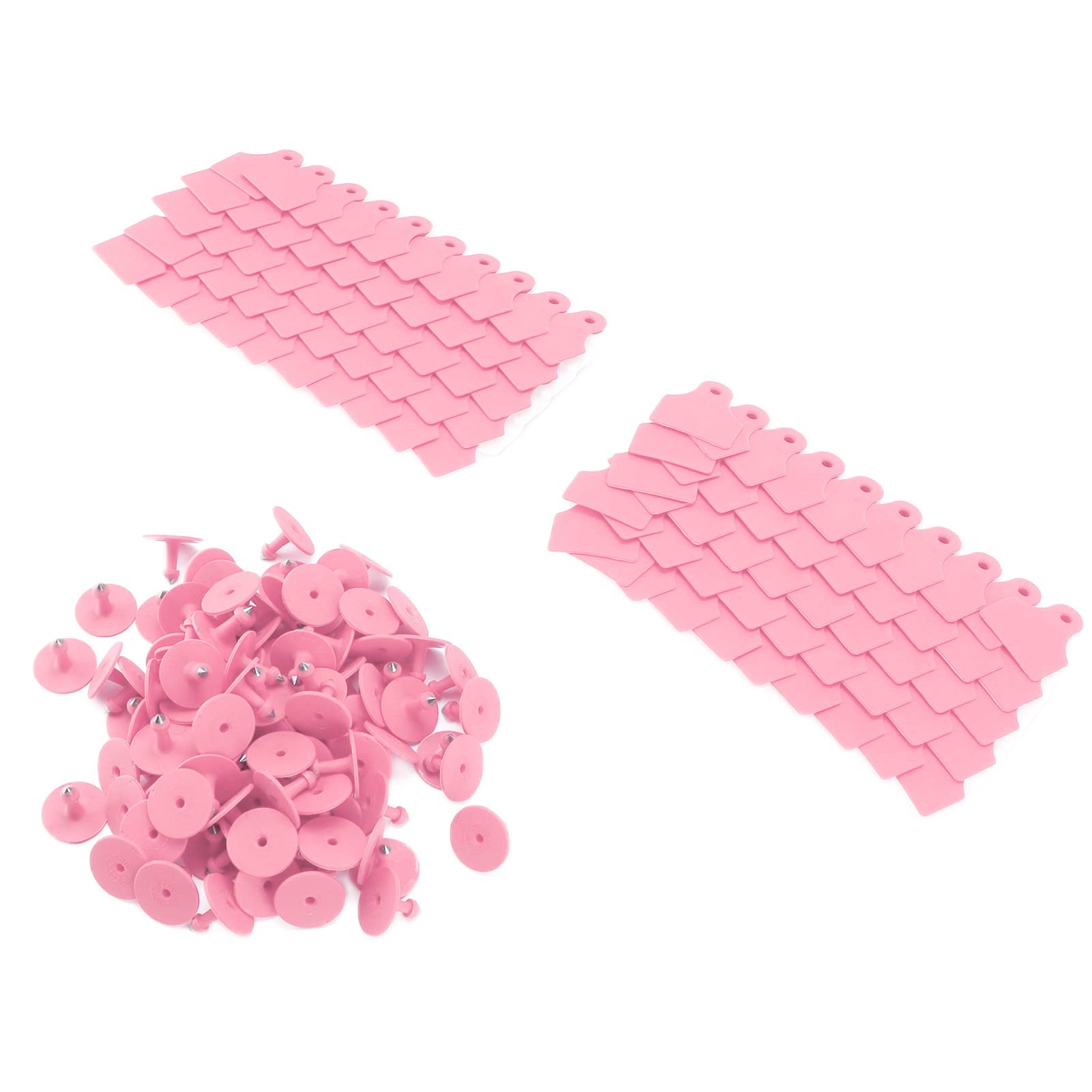 Wakects Etichetta Auricolare in Plastica per Orecchie di Maiale Vuota, 100 Set, 5 X 4 Cm, con Spilli Inclusi, per Ovini, Bovini, Suini, Identificazione del Bestiame, Allevamento Agricolo, (PINK)