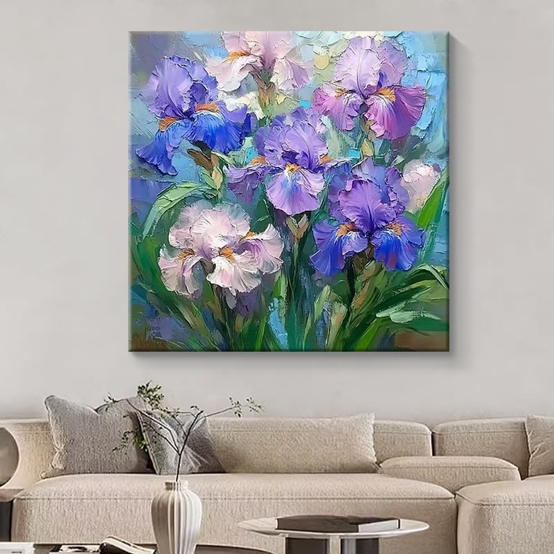 Tableau Iris Violet 120x120 | Solution Grand Format pour Meubler un Mur Vide