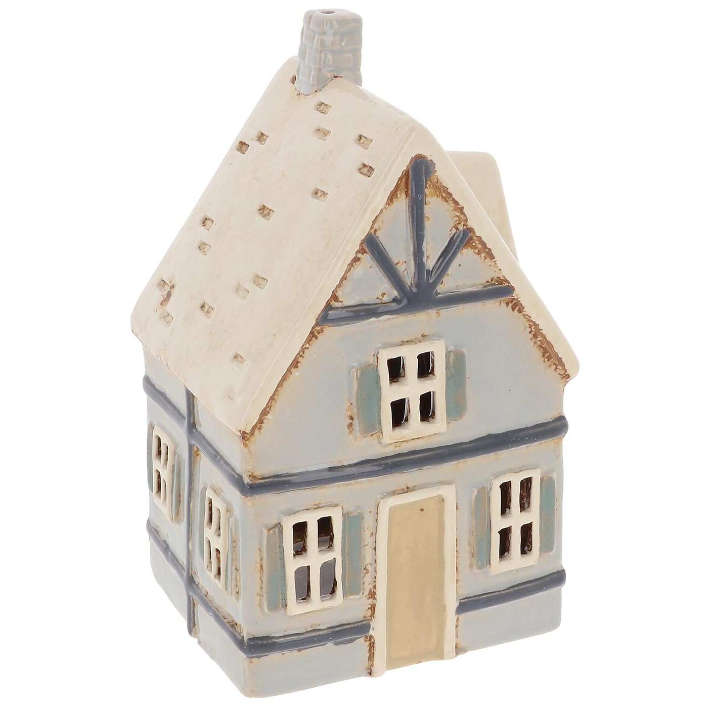 Village Pottery Blue Tudor House Tea Light Holder