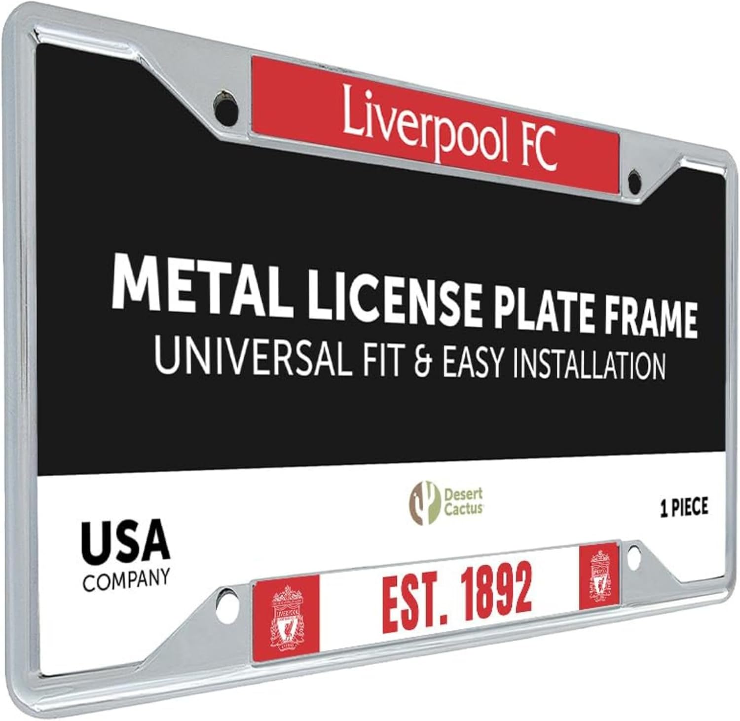 Desert Cactus Liverpool FC Car Accessories Football Soccer Metal License Plate Frame and Tag Holder for Front or Rear of Vehicle (Frame - Design 2)