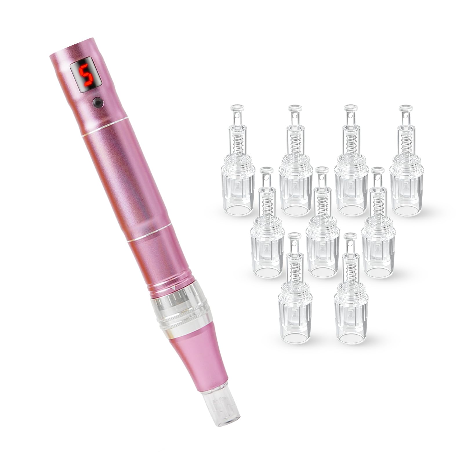 Goodoo Microneedle Derma Roller Pen for Home Use Microneedling Stamp Pen 0 25mm 10 PCS 36pin Pink
