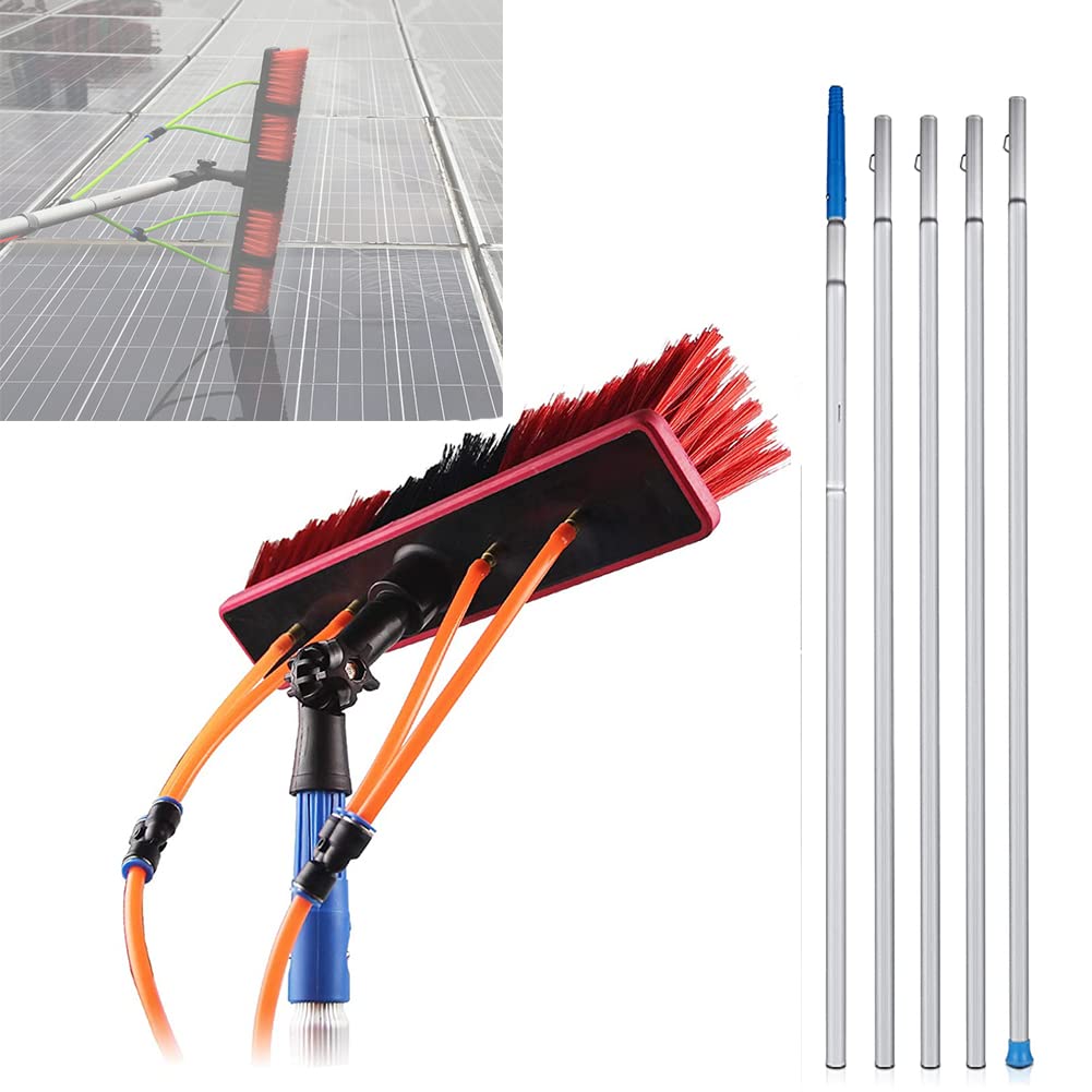 ZBBGTJK Telescopic Window Cleaning Pole with 55cm Water Fed Brush Head - Ideal for Photovoltaic & Solar Panel Cleaning Extends to 600cm for Easy Reach