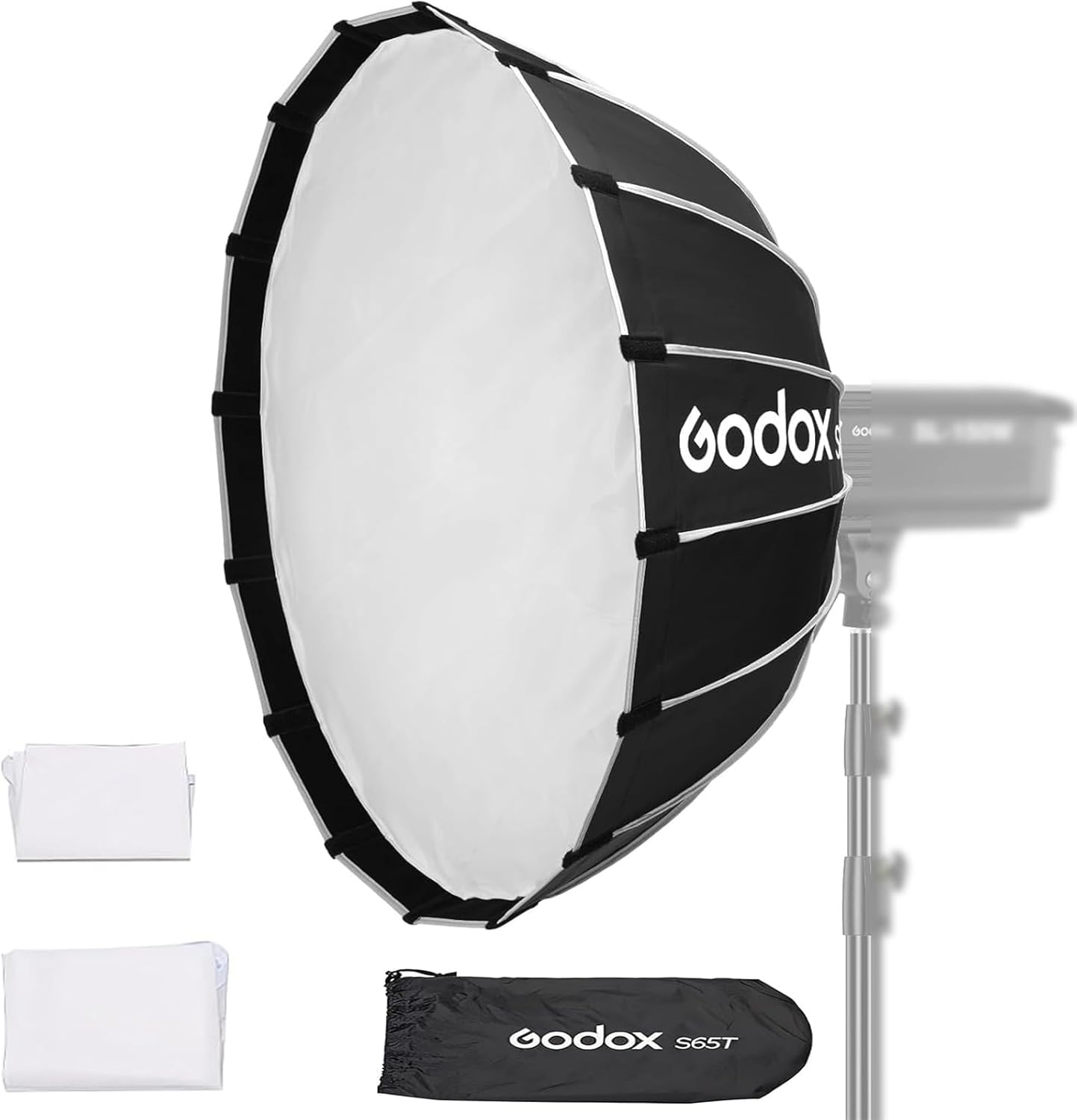 Godox Softbox S65T 25.6in/65cm Quick Release Umbrella Softbox Bowens Mount - Portable Versatile Precise Control - Ideal for Studio Photography Live Streaming and Travel 25.6" Without Grid