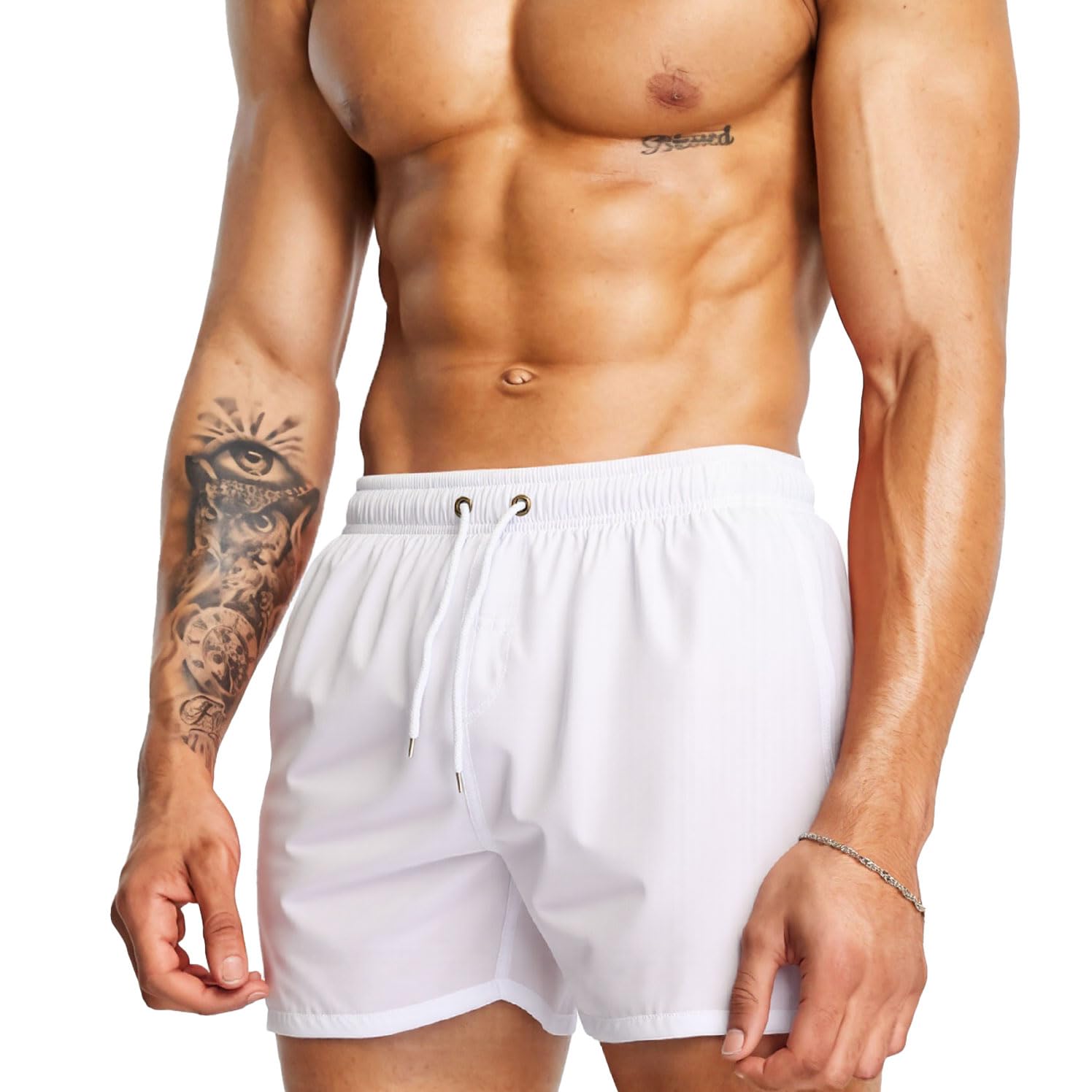 Mens Swim Trunks 5" with Mesh Lining Quick Dry Beach Shorts for Swimming Men Bathing Suit-image-2
