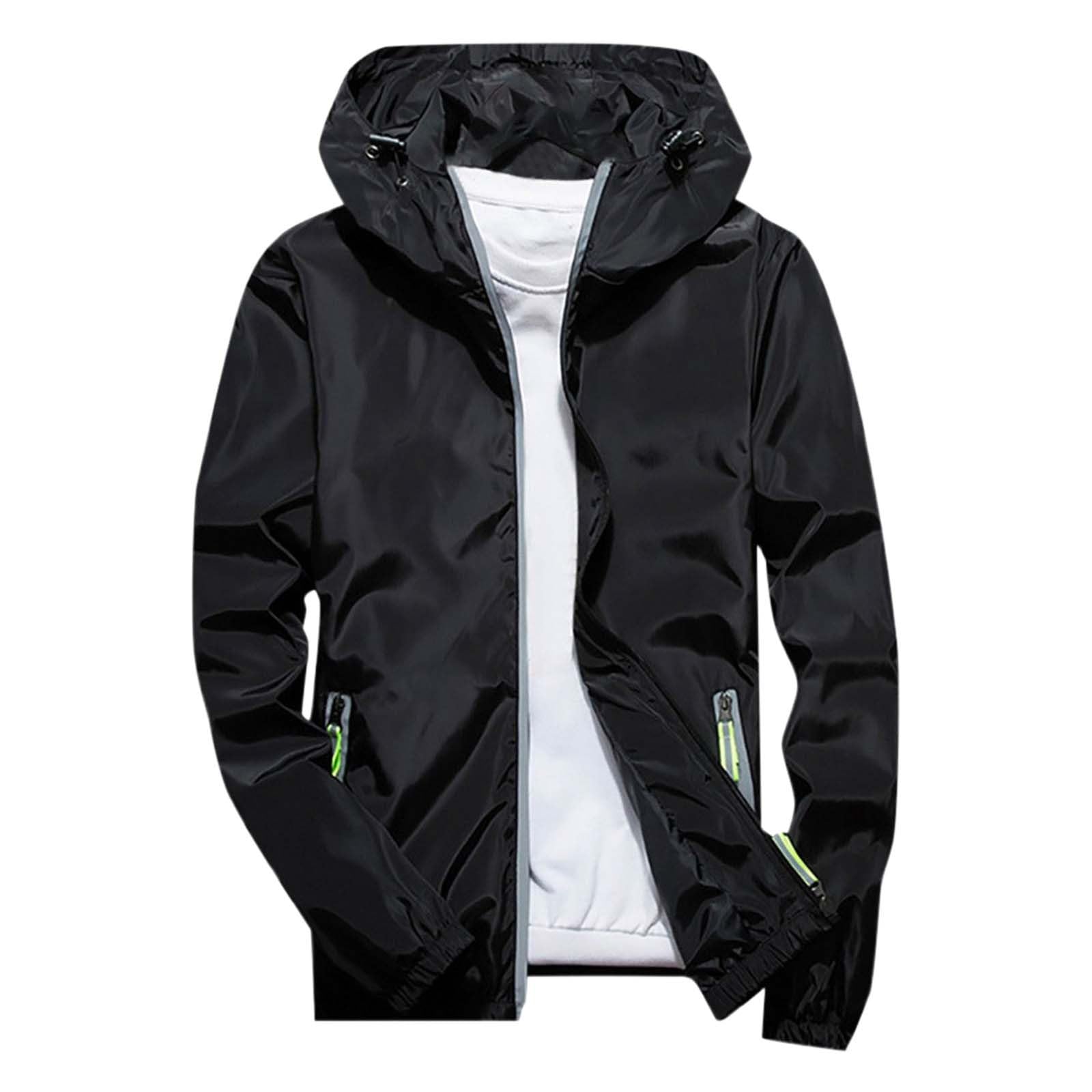 Rain Jacket Men's Waterproof Breathable Thin Lightweight Jacket Windbreaker Hood Rain Jacket Zip Waterproof Breathable Thin Lightweight Jacket Coat