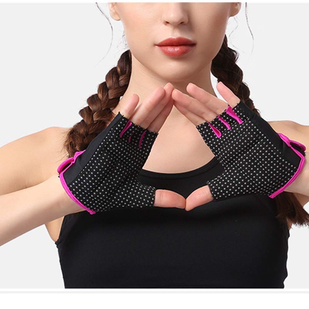 Guanti Antiscivolo per la Palestra Guanti da Palestra Senza Dita da Donna for Sollevamento Pesi e Cross Training(M)