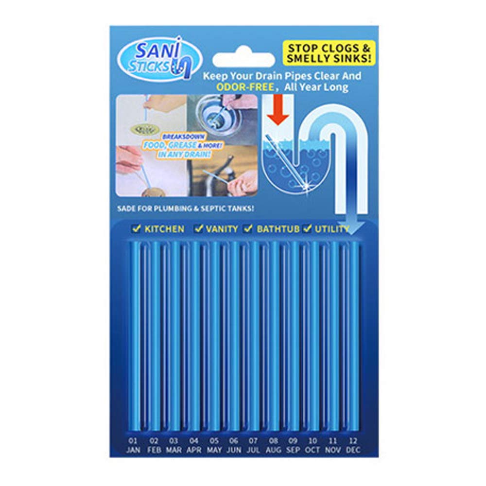 Drain Sticks, Drain Cleaner Sticks and Deodorizer Enzymatic Cleaning Tool Kit Keeps Drains and Pipes Clear, for Drain Pipes Toilet Sewer Kitchen (12pcs)
