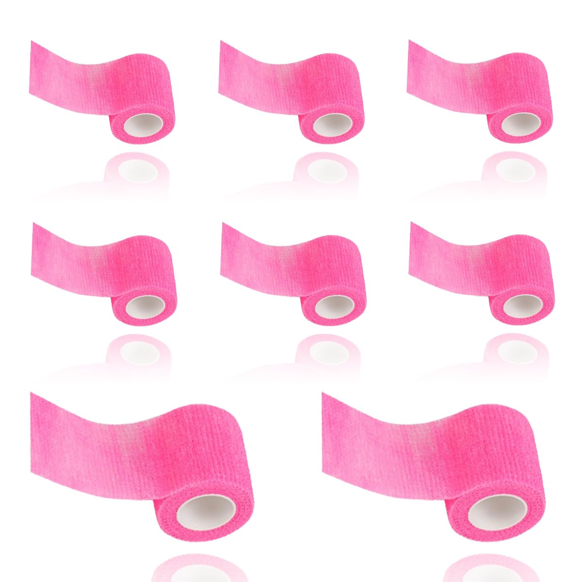 8 Pcs 5cm × 4.5m Self-Adhesive Elastic Bandage—Breathable and Skin-Friendly, Suitable for Joint Support and Pet Paw Protection (Fluorescent pink)