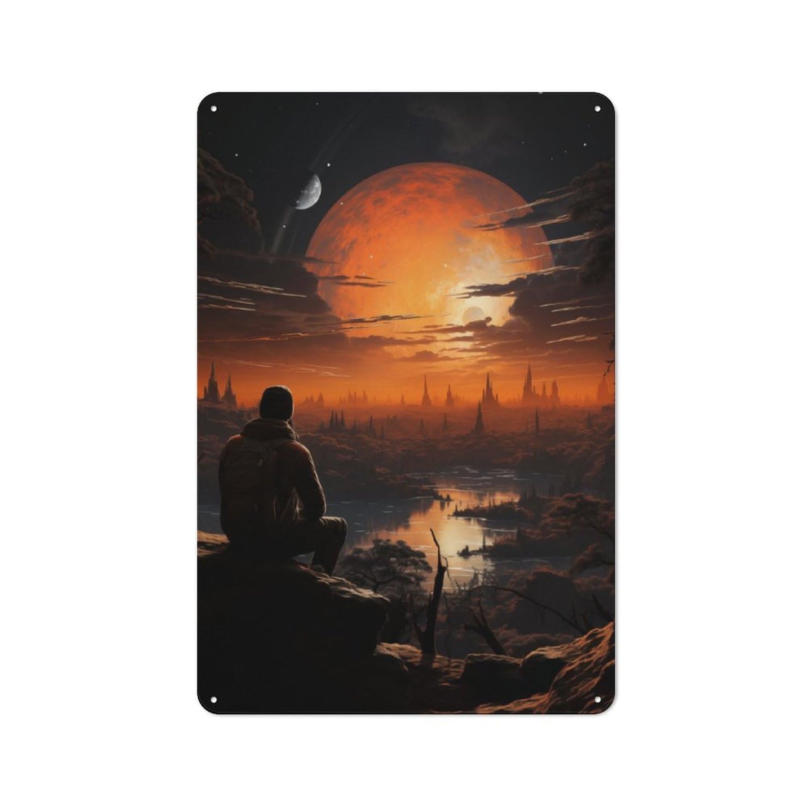Junmoney Astronaut Lost On Planet Printed Metal Sign 30X20cm For Man Cave Or Games Room, Suited To Man Cave Decor Fans