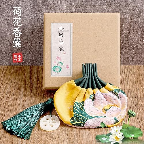 Sachet estilo antiguo con bordado lotus miniatura 4