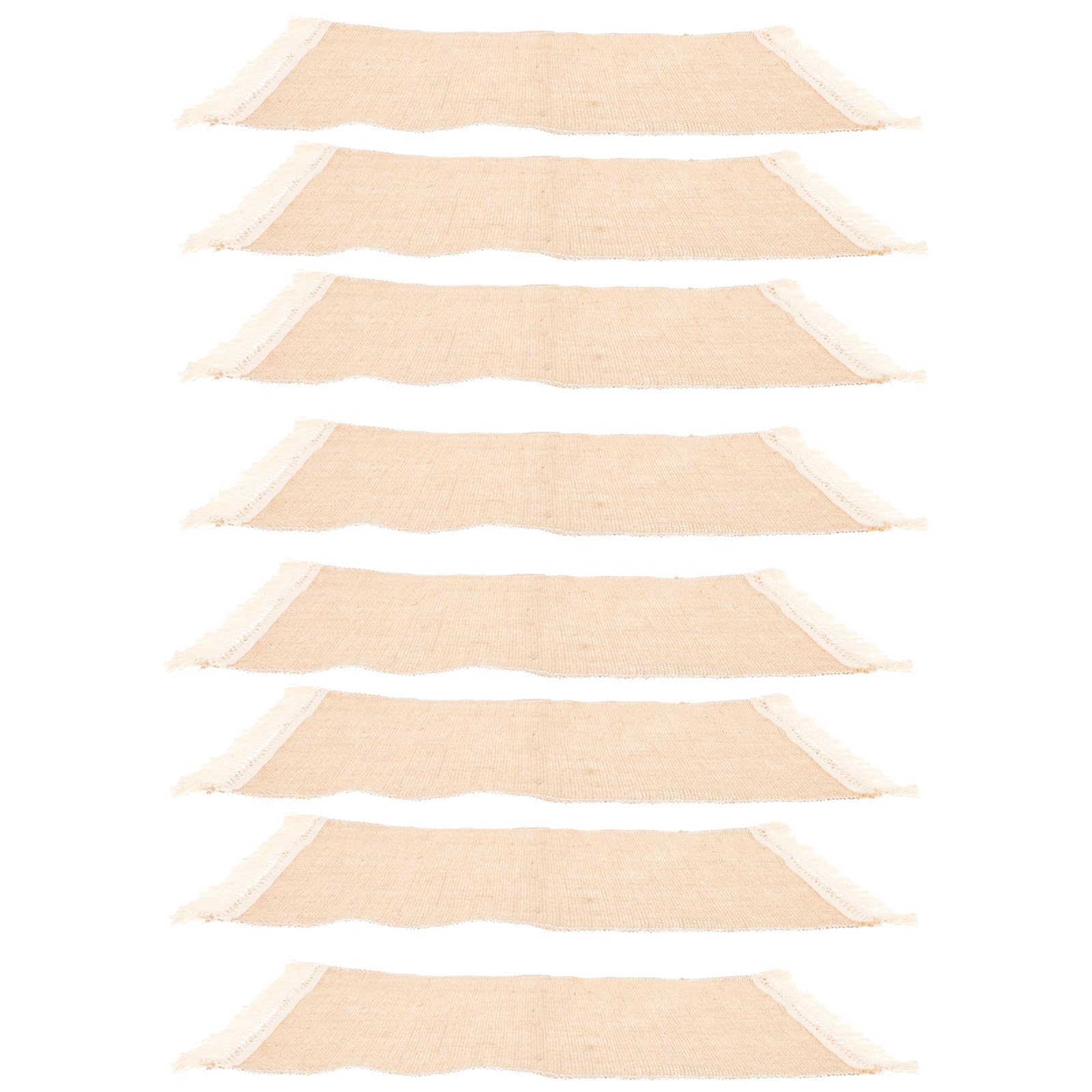 Manteles Individuales de Lino y Algodón 8 Piezas Borlas | Estilo Rústico Natural, Uso Práctico para Mesa, Adecuado en Casa Estrenar