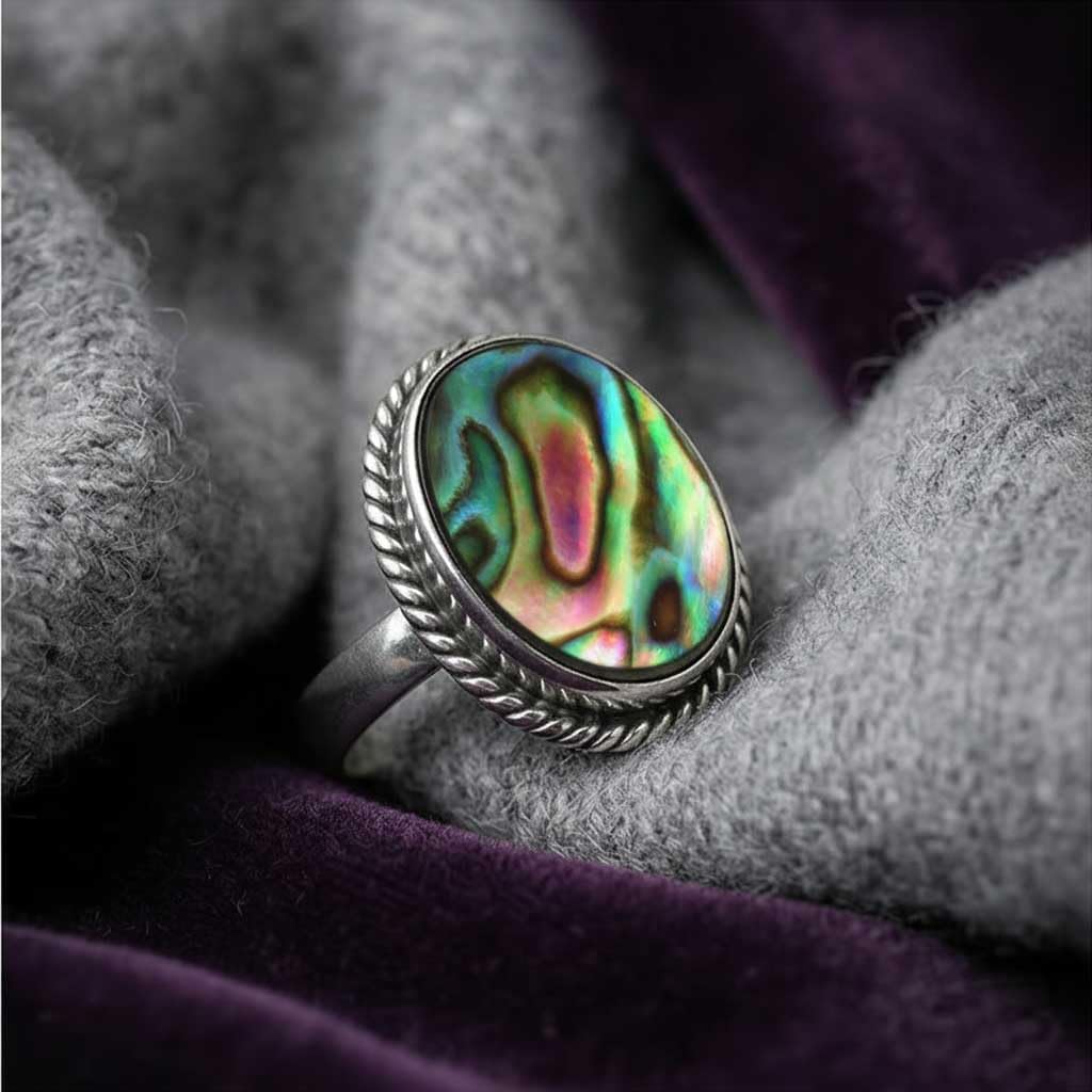 JEWELOPORIUM Chunky Natural Gemstone Ring For Women Amber, Labradorite, Turquoise, Rose Quartz Oval Boho 925 Sterling Silver Plated Handmade Jewelry