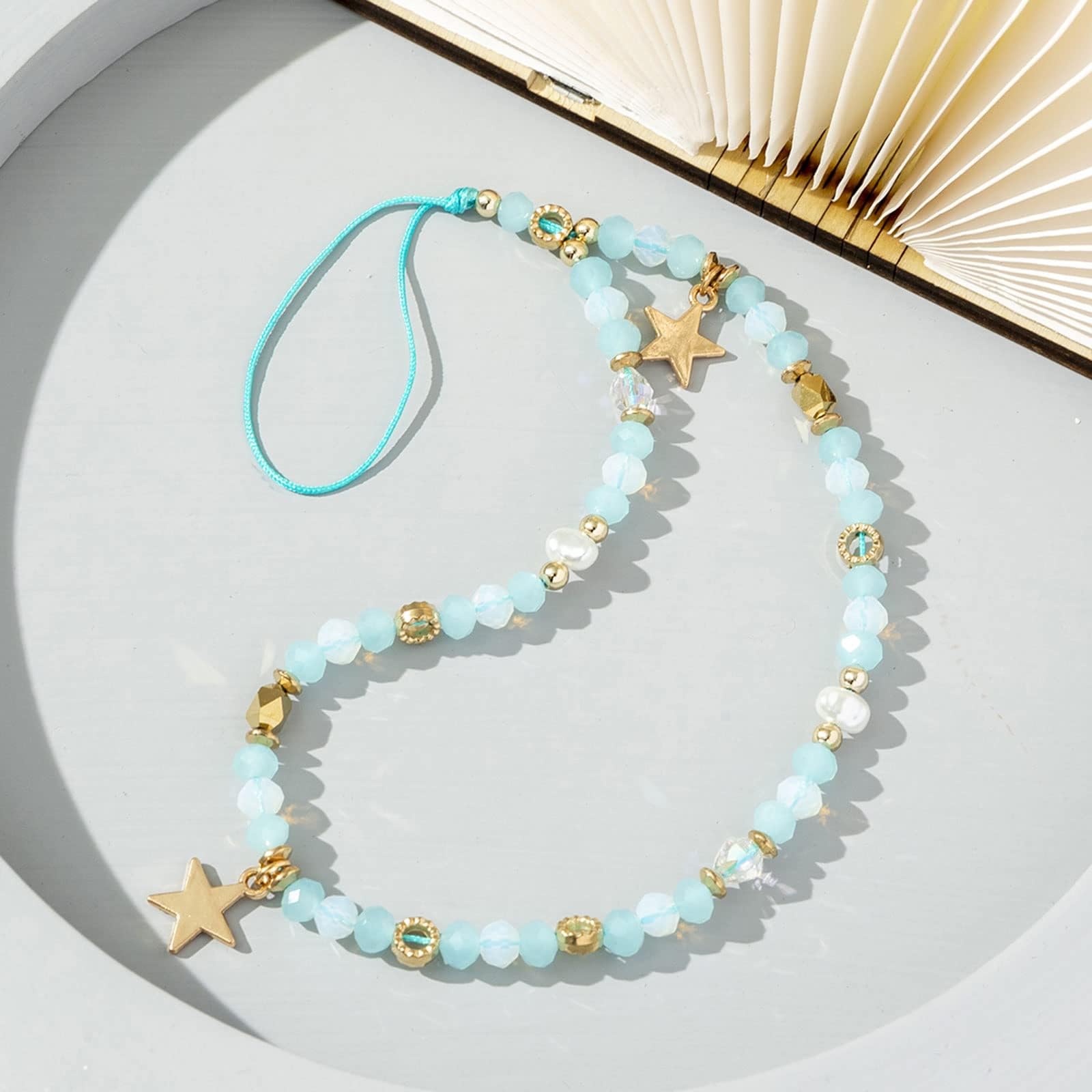 WaTudouYe Chaîne de perles pour téléphone - Bijoux pour téléphone - Anti-perte - Cordon pour téléphone - Corde en étoile - Pendentif pour téléphone - Lanyard pour téléphone pour femmes et filles
