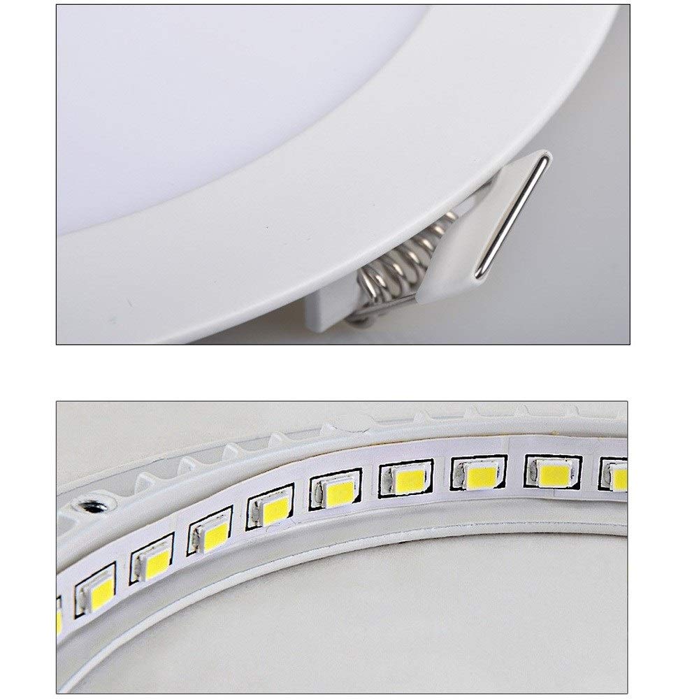 Panel de luz LED Ultrafino Empotrado Redondo de 3 W, 6000 K, Luces de Techo, cableado de una Sola Pieza, Voltaje Nominal, Aluminio, Cocina, Garaje, luz descendente de una Sola Pieza, Paquete de 1