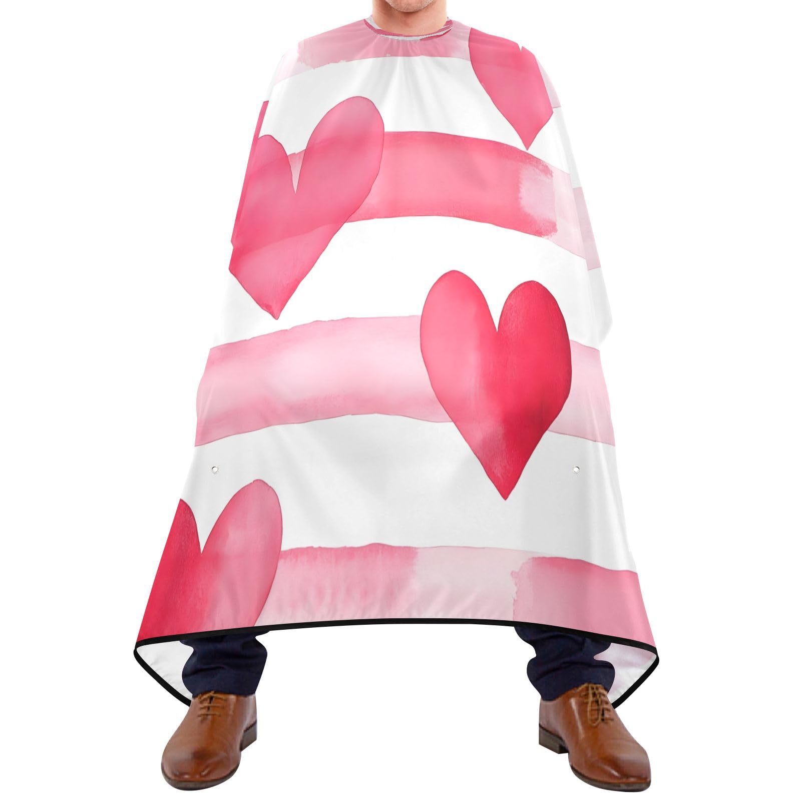 BOESI Doodle Stripes and Heart Pattern Barber Shawl, Waterproof Haircut Shawl, Haircut Salon Apron, Shaving Bib, 55 x 65 inches