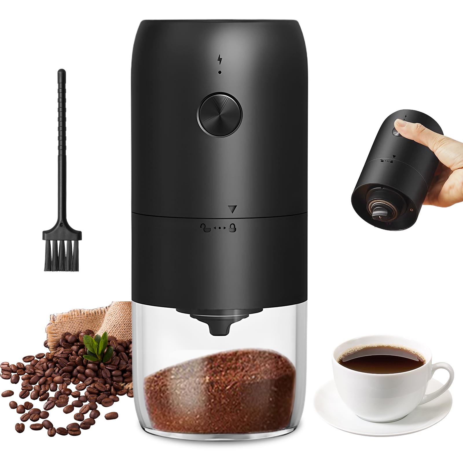Molinillo de café eléctrico, portátil, con núcleo de cerámica, molinillo de granos de café, con grado de molienda ajustable para expreso, filtro de mano, prensa francesa