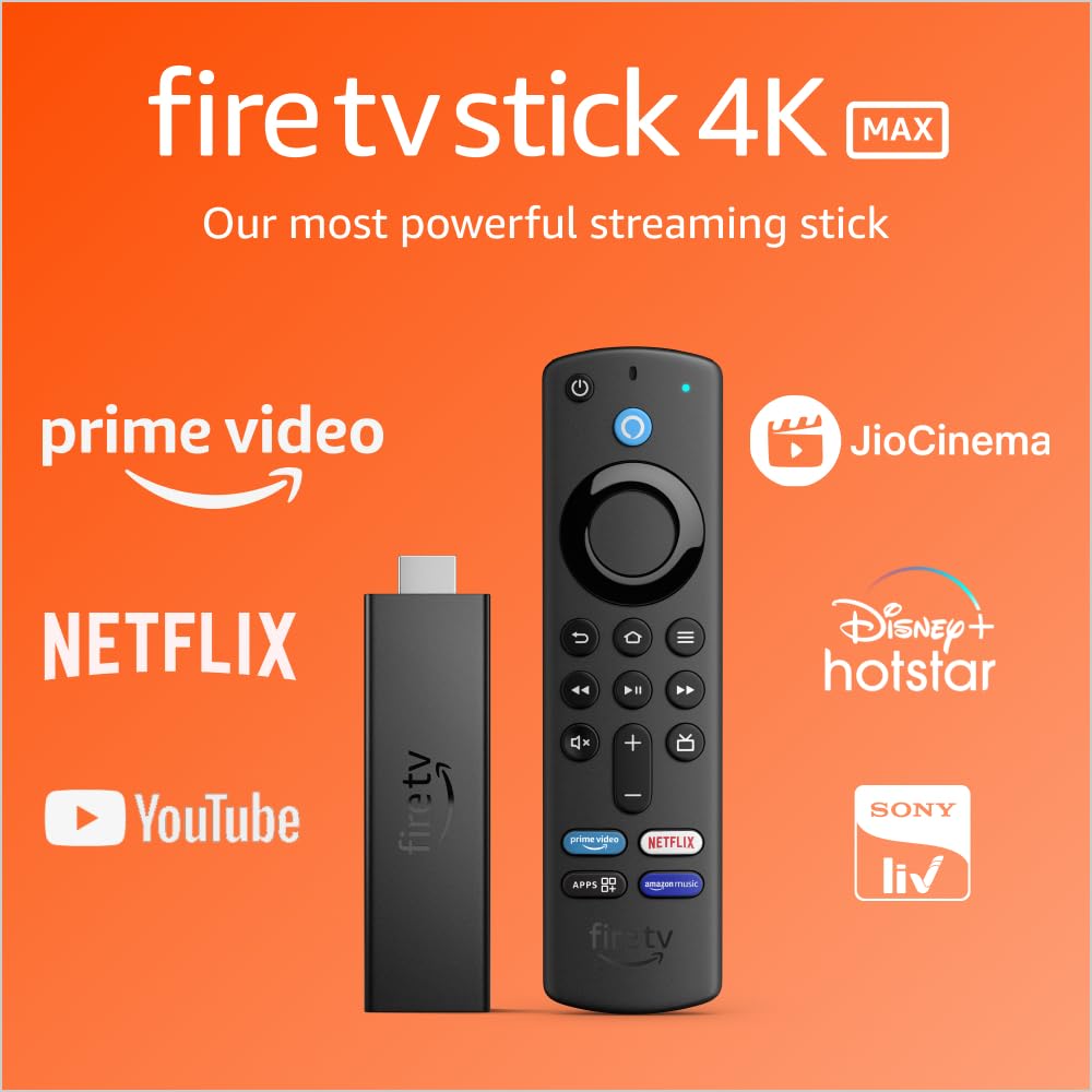 Fire TV Stick 4K Max streaming device, Wi-Fi 6, Alexa Voice Remote (includes TV controls)