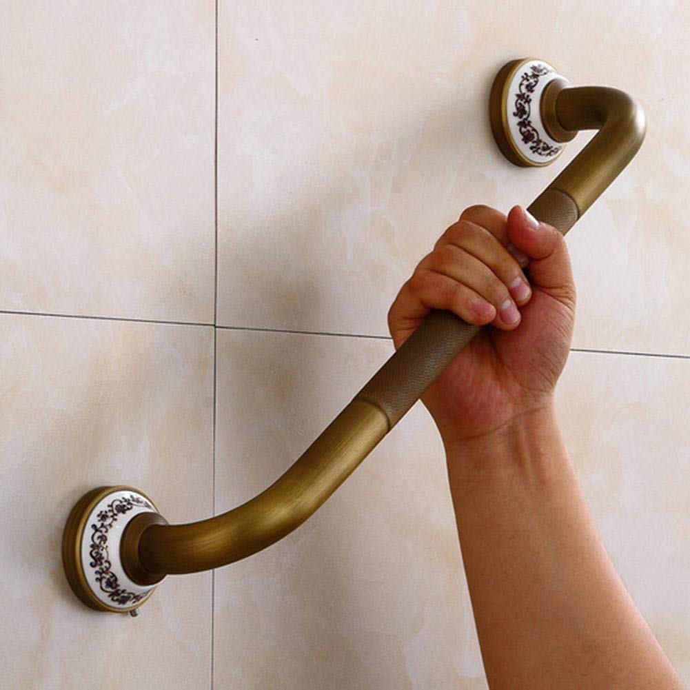 Fkxsxaz Bathroom Grab Bars Antique Brass Bathtub Arm Safety Handle Bath Shower Grab Bars Wall Mount Grip Toilet