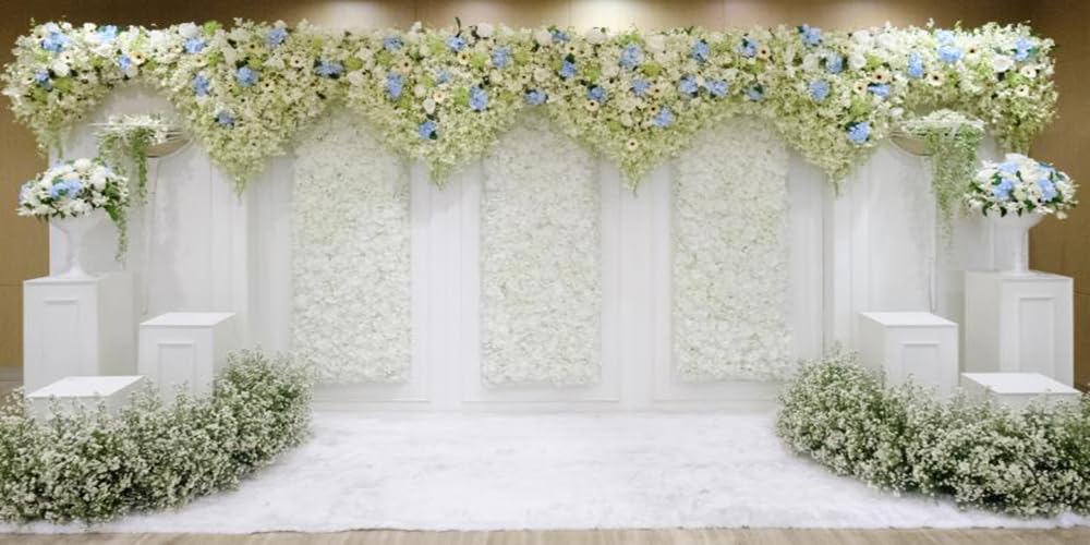 TTQYFNM 20x10ft Romantic Wedding Backdrop White Green Floral Wall Photography Background for Valentine's Day Wedding Bridal Shower Party Banner
