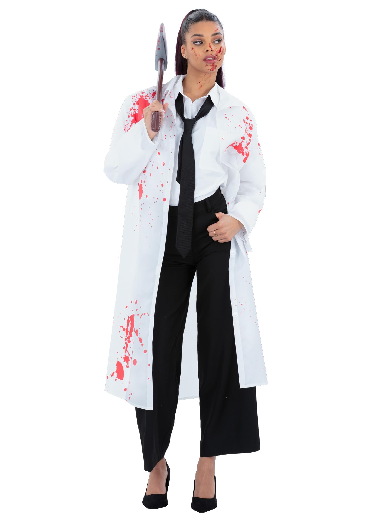 Smiffys Unisex Transparent, Brown American Killer Kit Bloody Printed Poncho & Axe