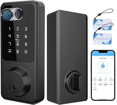 Smart Door Lock, Fingerprint Door Lock with Touchscreen Keypad | App Remote, Electronic Deadbolt for Home and Hotel, Keyless Entry