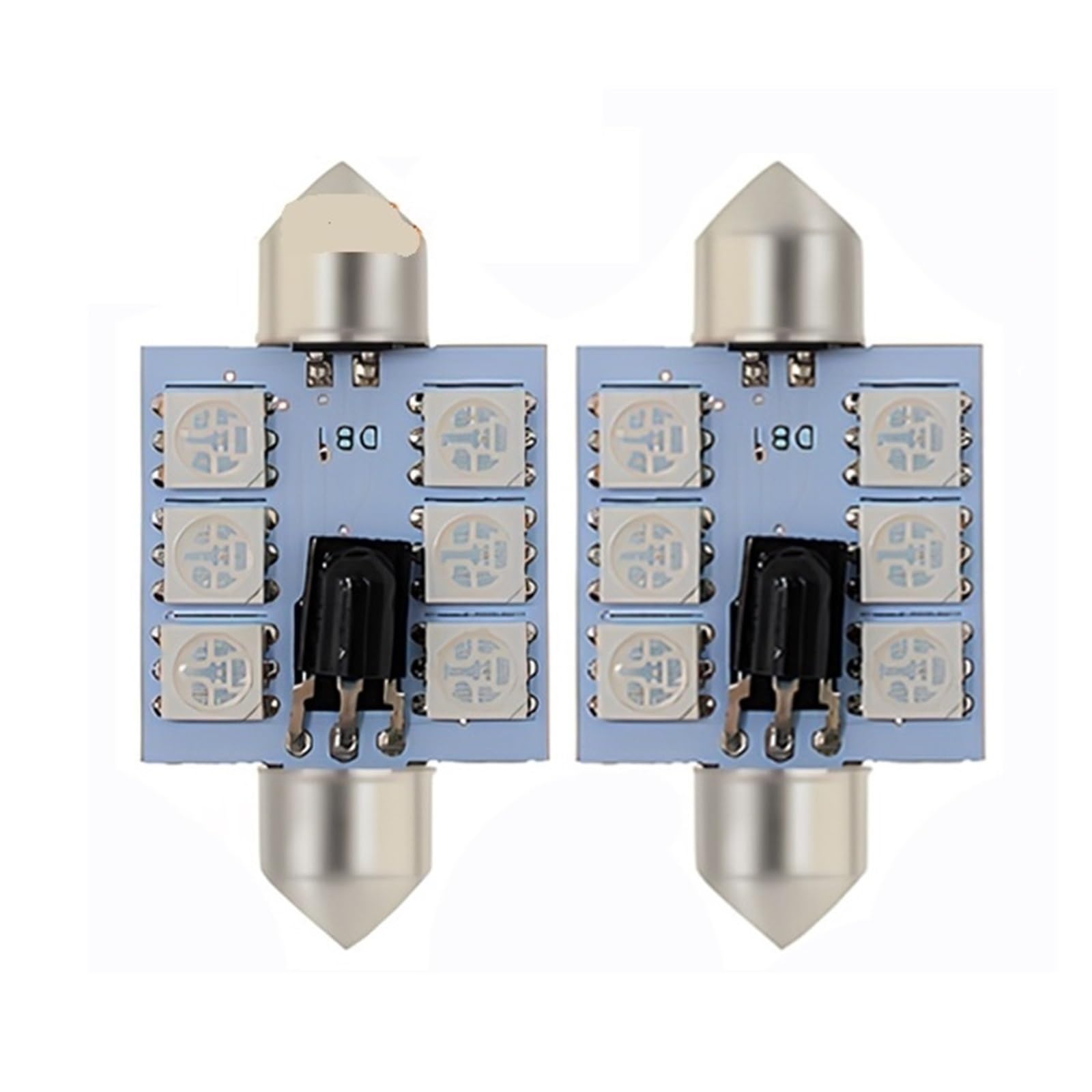 Luz Lectura Interior Trasera 2 Uds RGB 6SMD Techo Cúpula Lámpara Lectura Interior C5w Atmósfera Controlada Control Remoto Led Luces Bienvenida Señal Giro Bombilla Maletero(41mm)