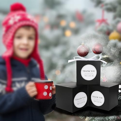 Vista 145 de Cotopher - 100 unidades de cajas de regalo de boda. Cajas de regalo de papel de 7.6 x 7.6 x 7.6 cm. Cajas pequeñas de regalo con cintas. Cajas marino