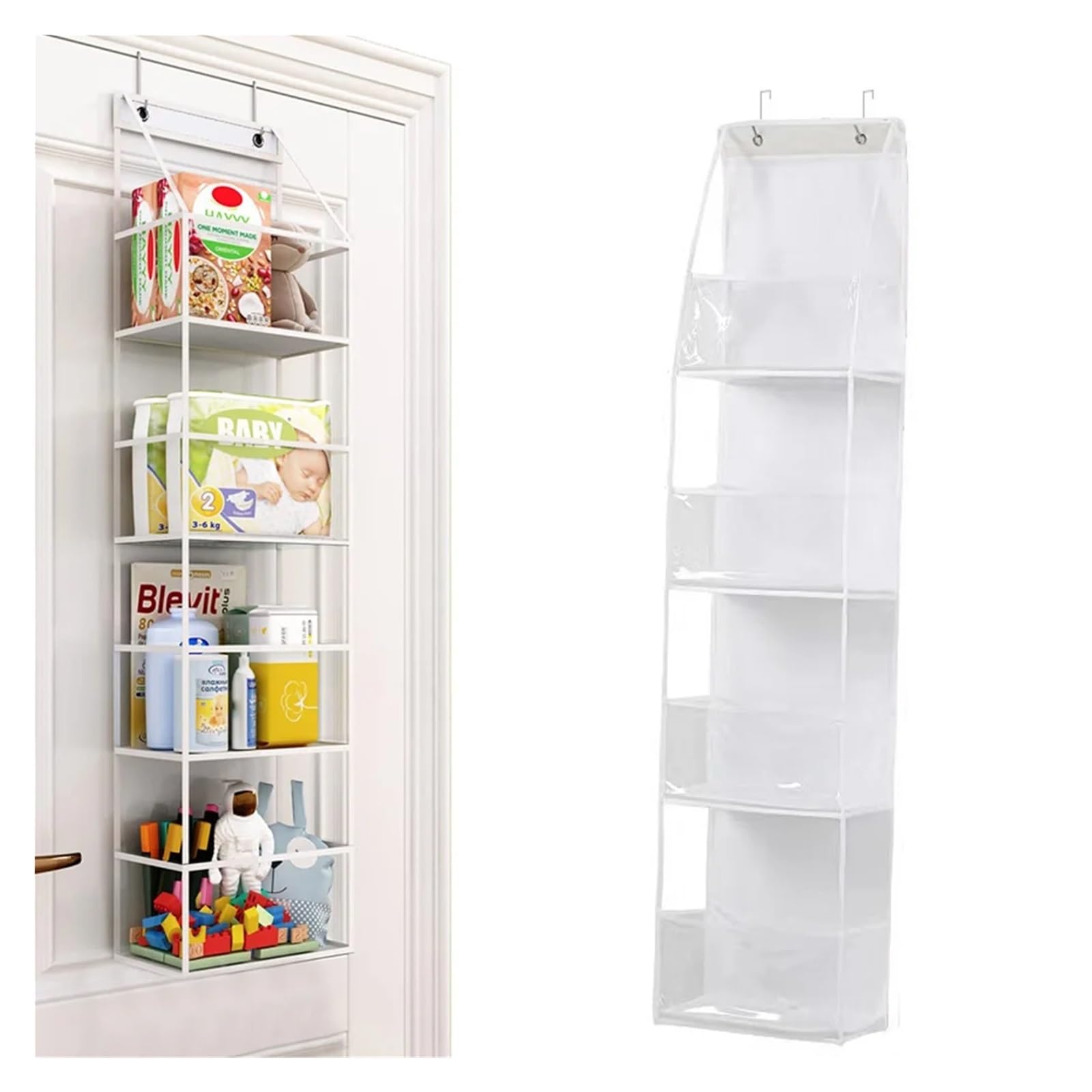 Hängeregal Multi-Functional Fabric Hanging Bag for Behind the Door Multi-Layer Storage Hanging Bag Miscellaneous Organizer Storage Hanging Für Schlafzimmer(6 Layers-Beige)