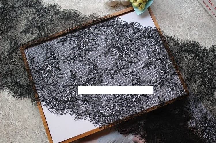 Finiture in pizzo, 3 metri di lunghezza 24,5 cm di larghezza doppio bordo for ciglia rifiniture in pizzo Chantilly rifiniture in pizzo da sposa rifiniture in pizzo francese(Black)