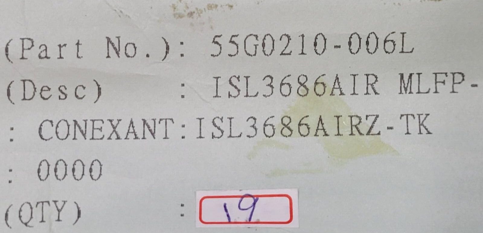 (1 PC) ISL3686AIRZ-TK - CONEXANT *US Stock*