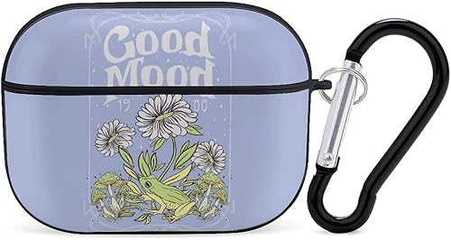 Funda para Airpods Pro con eslogan positivo con estampado de rana con llavero, protección completa, duradera, a prueba de golpes, funda rígida de PC